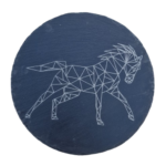 Schieferplatte Ø30cm "geometrisches Pferd"