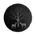 Schiefer Untersetzer Ø 10cm "Reh und Hirsch"