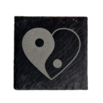 Schiefer Untersetzer 10 x 10cm "Herz Yin und Yang"