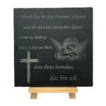 Schiefer Tafel 25 x 25cm "Gedenktafel mit Engel"